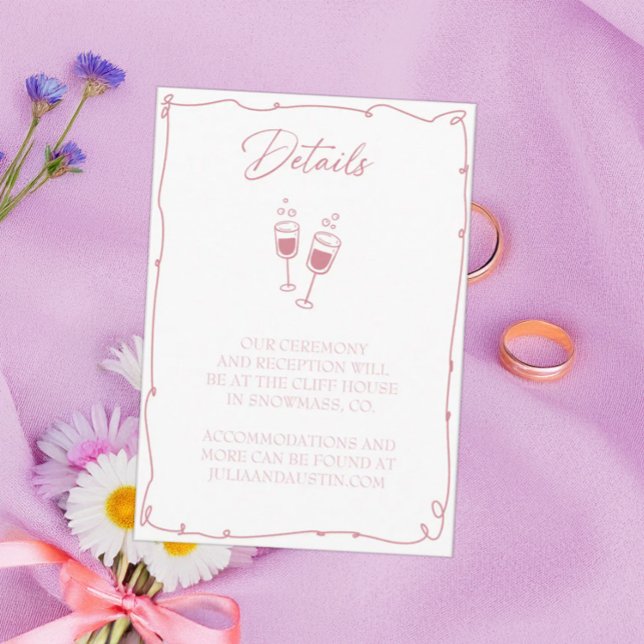 Information om  Rosa Hand plockade Bride and Groom Tilläggskort (Skapare uppladdad)