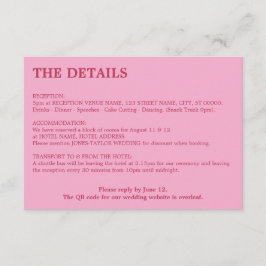 Information om rosa Magenta QR-kod Bröllop Tilläggskort