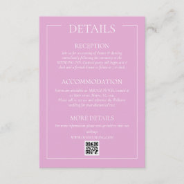 Information om rosa Modern Bröllop Tilläggskort