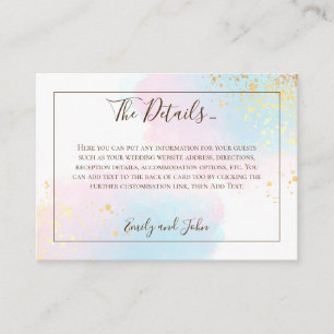 Information om rosa Teal Watercolor Guld Confetti  Tilläggskort