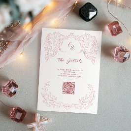 Information om rosa Vintage, blommande Monogram Br Tilläggskort