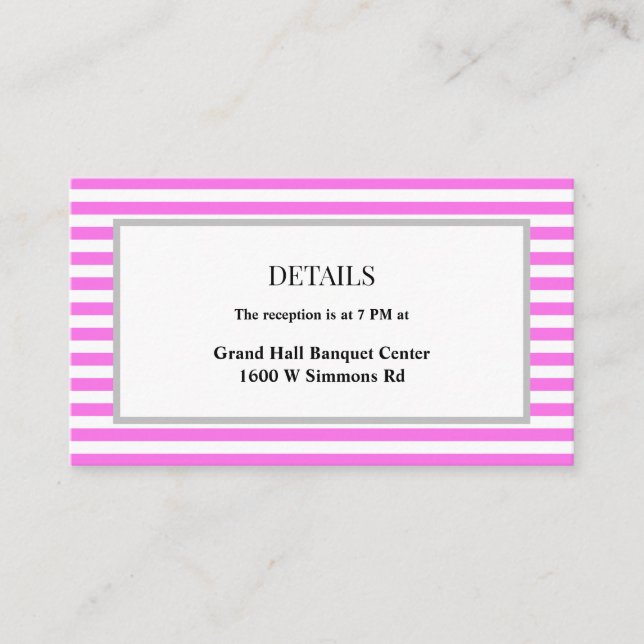 Information om rosa/vit Rand Bröllop Tilläggskort (Framsida)