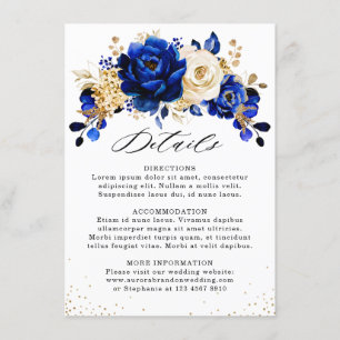 Information om Royal Blue Gult Guld Blommigt Bröll Tilläggskort