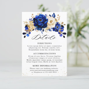Information om Royal Blue Gult Guld Blommigt Bröll Tilläggskort
