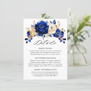 Information om Royal Blue Gult Guld Blommigt Bröll Tilläggskort