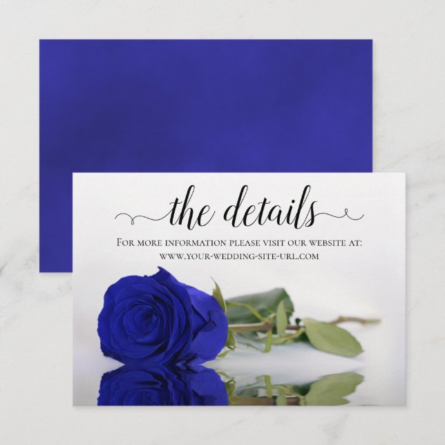 Information om Royal Blue Ro Bröllop - webbplats f Tilläggskort (Fram/baksida)