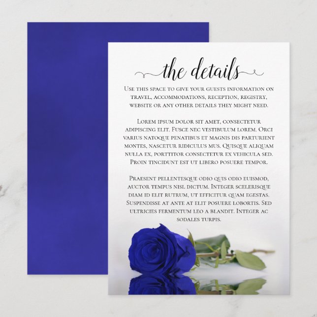 Information om Royalet elegant Blue som reflektera Tilläggskort (Fram/baksida)
