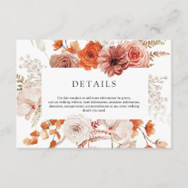 Information om Rust Orange Terracotta Blommigt Brö Tilläggskort