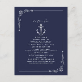 Information om Rustic Anchor Mörk blått Beach Wedd Tilläggskort