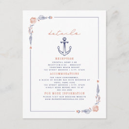 Information om Rustic Anchor Red & Blue Beach Wedd Tilläggskort