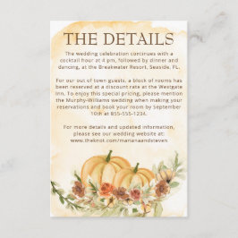 Information om Rustic Autumn Fall Pumpkin Bröllop Tilläggskort