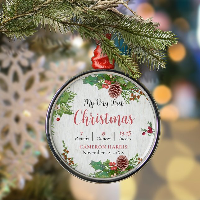 Information om Rustic Baby 1:a julafton Julgransprydnad Metall (Skapare uppladdad)