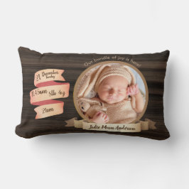 Information om Rustic Baby Stats Photo Keepsak Bir Lumbarkudde