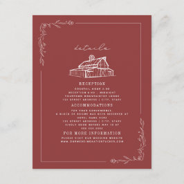 Information om Rustic Barn Muted Red Fall Wedding Tilläggskort