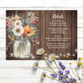 Information om Rustic Barn Wood Land Flowers Bröll Tilläggskort