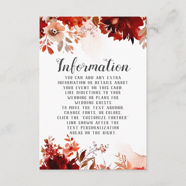 Information om Rustic Beauty Blommigt Gräns Bröllo Tilläggskort (Framsida)