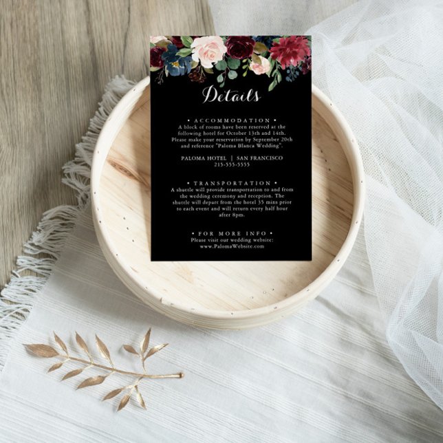 Information om Rustic Black Botanical Bröllop Tilläggskort (Skapare uppladdad)