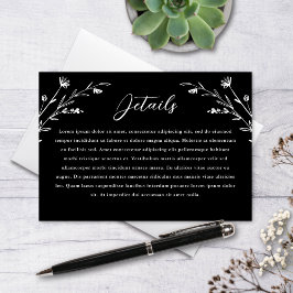 Information om Rustic Black White Wildblomma Bröll Tilläggskort