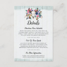 Information om Rustic Blommigt Cow Skull Boho / Ri Tilläggskort