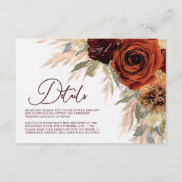 Information om Rustic Blommigt Pampas Grass Bröllo Tilläggskort