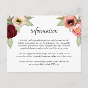 Information om Rustic Boho Blommigt Bröllop Tilläggskort