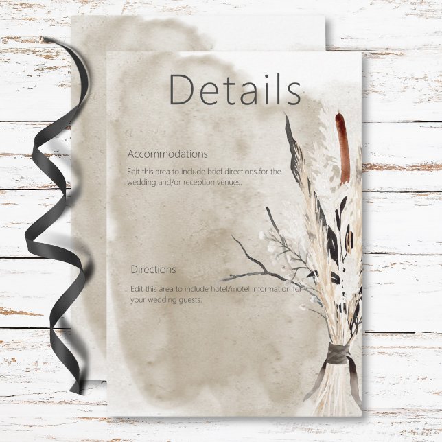 Information om Rustic Boho Bouquet Modern Bröllop Tilläggskort (Rustic Boho Bouquet Modern Wedding Details Enclosure Card)