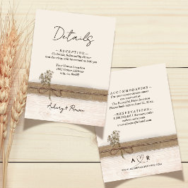 Information om Rustic Boho Burlap Wood Wildblomma  Tilläggskort
