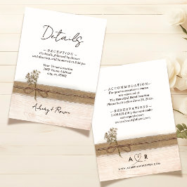 Information om Rustic Boho Burlap Wood Wildblomma  Tilläggskort