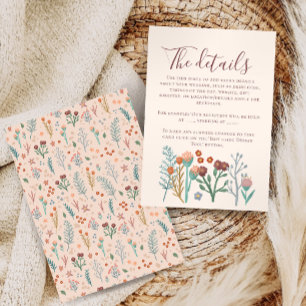 Information om Rustic Boho Wildblomma Bröllop Tilläggskort