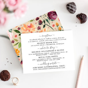Information om Rustic Burgundy Beige Blommigt Bröl Tilläggskort