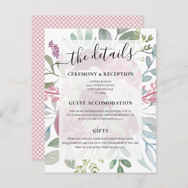 Information om Rustic Burgundy Blommigt Watercolor Tilläggskort (Fram/baksida)