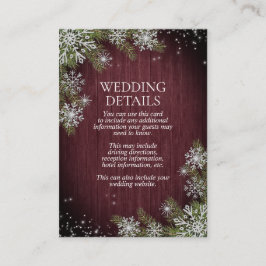 Information om Rustic Burgundy Silver Winter Wood Tilläggskort