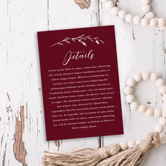 Information om Rustic Burgundy Wildblomma Bröllop Tilläggskort (Skapare uppladdad)