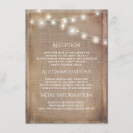 Information om Rustic Burlap String Ljus Bröllop Tilläggskort