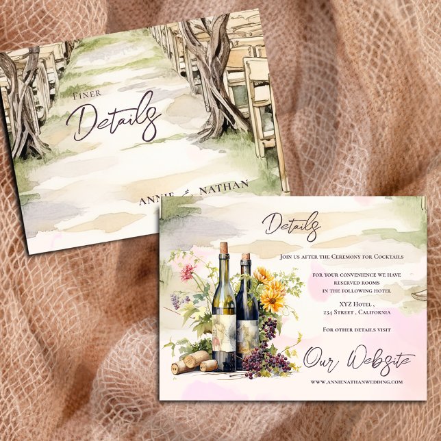 Information om Rustic Chic Grapevine Vineyard Bröl Vykort (Rustic Chic Grapevine Vineyard Wedding Details Enclosure Postcard)