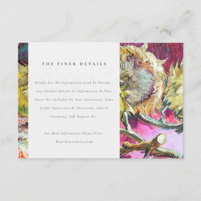 Information om Rustic Chic Rosa Gult Solros Bröllo Tilläggskort (Framsida)