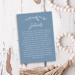 Information om Rustic Dusty Blue Wildblomma Bröllo Tilläggskort