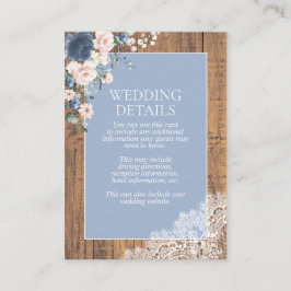 Information om Rustic Dusty Blue Wood Snöre Blomm Tilläggskort
