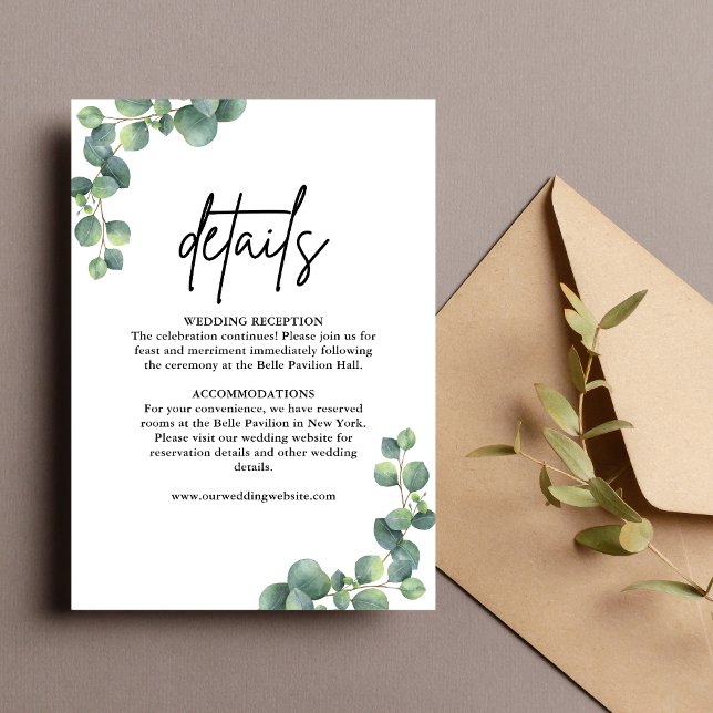 Information om Rustic Elegant Eucalyptus Greenery  Tilläggskort (Skapare uppladdad)