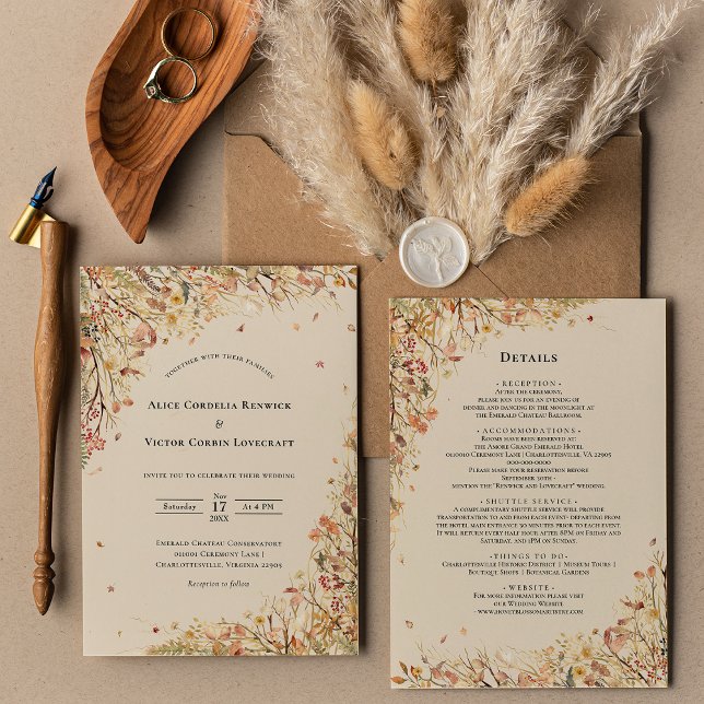 Information om Rustic Fall Beige Bröllop och Inbjudningar (Skapare uppladdad)