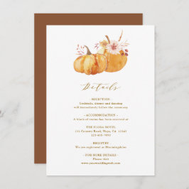 Information om Rustic Fall Blommigt Pumpkin Bröllo Tilläggskort
