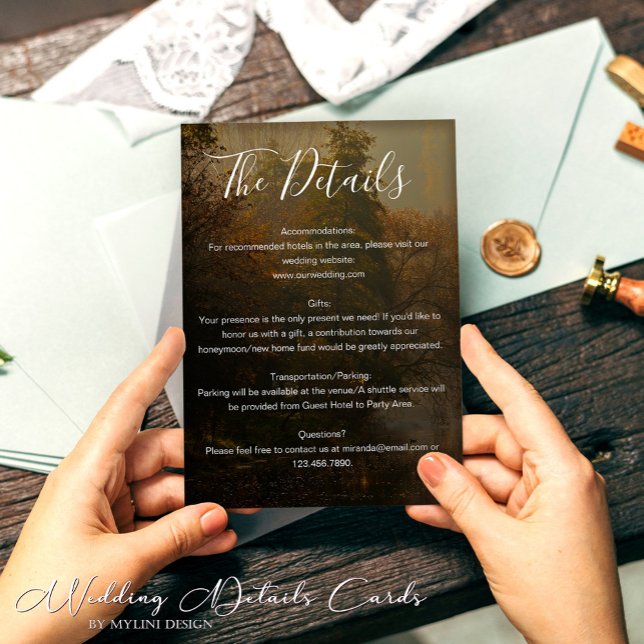 Information om Rustic Fall-bröllop i modern Elegan Tilläggskort (Skapare uppladdad)