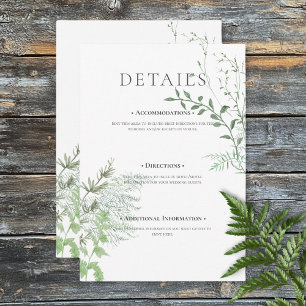 Information om Rustic Fern Grönt Foliage White Brö Tilläggskort