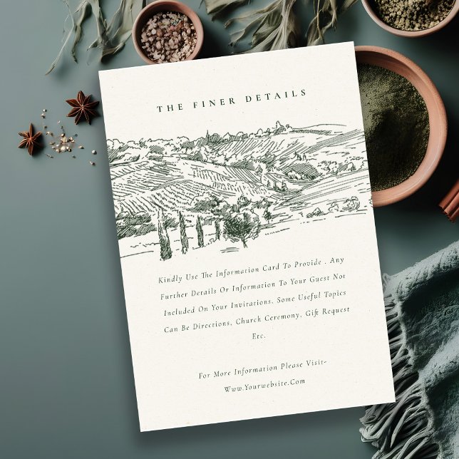 Information om Rustic Grönt Winery Mountain Sketch Tilläggskort (Skapare uppladdad)