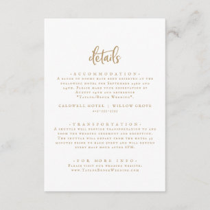 Information om Rustic Guld Script Bröllop Tilläggskort