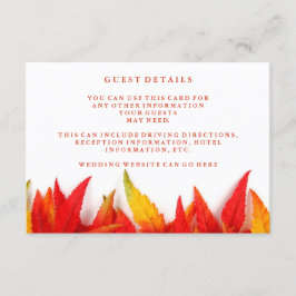 Information om Rustic Höst löv Fall Wedding Guest Tilläggskort