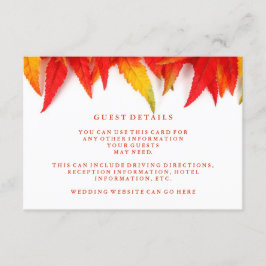 Information om Rustic Höst löv Fall Wedding Guest Tilläggskort