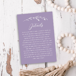 Information om Rustic Lavender Wildblomme Bröllop Tilläggskort