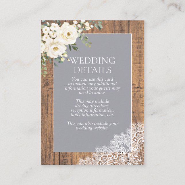 Information om Rustic Light Grått White Blommigt S Tilläggskort (Framsida)