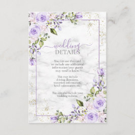 Information om Rustic Lilac Lavender Guld Marble Tilläggskort